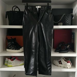 Abercrombie & fitch vegan leather straight ankle pants curve love 24 short